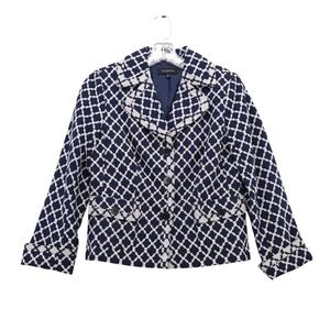 Talbots Cotton Blazer Diamond Pattern Button Front Jacket Size‎ 6